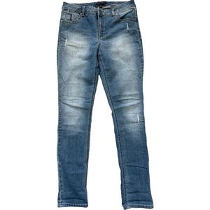 Signature Studio Faded Distressed Skinny  Blue Jeans 6 *